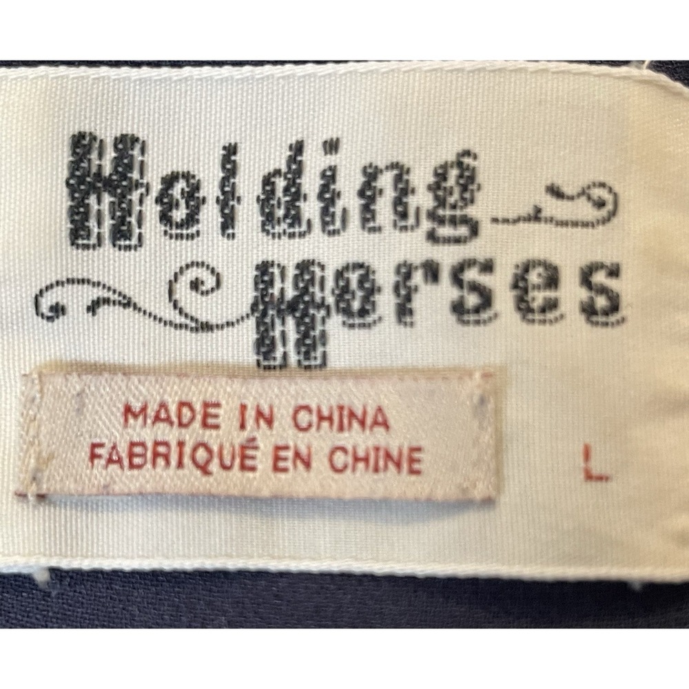 Anthropologie Holding Horses Mini Dress L Textured Floral Embroidery Blue Boho - Picture 12 of 15